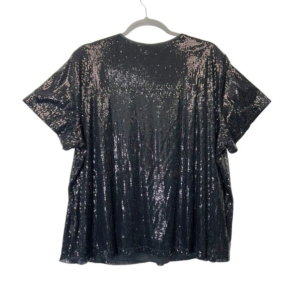 NEW Maggie Barnes Black Sequin Top Womens Size 4X Dressy Party - Picture 2 of 9